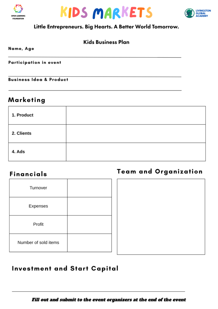 Kids Markets Business Plan